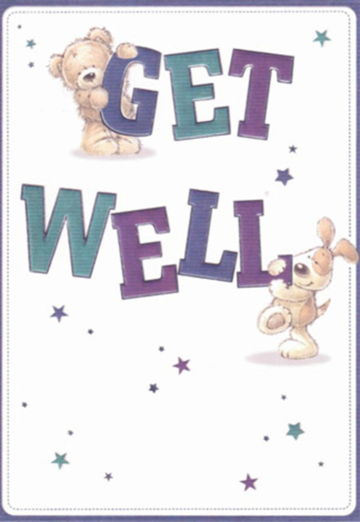 Celebrating the gentle power of encouragement, this get well card conjures a heartwarming scene that feels right at home in the friendly streets and green corners of Chessington. The card's central illustration features a tender-spirited bear and a sprightly puppy, both brimming with caring energy as they share a message of well-wishes. Swirling around them, playful stars scatter like confetti, echoing the shimmer of early morning light filtering through woodland near Chessington World of Adventures. The typography is bold and friendly, styled in hues of purple and aqua that create a soothing oasis against the pristine background-much like the sense of calm found in a fresh bouquet from a local florist. The bear's fur looks soft enough to snuggle, and the puppy's floppy ears add a touch of whimsy and charm. As you look closer, the arrangement of colours and lines reveals the meticulous care put into every detail, no different from the thoughtful artistry that Chessington Flowers brings to their freshest get well arrangements. Sending this card is like sending a gentle, heartfelt hug; it radiates emotional warmth and positivity, designed to lift spirits of neighbours recuperating at home or nearby care facilities.