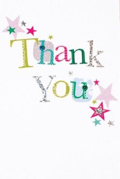 This thank you card channels pure delight through its jubilant palette and whimsical design, transporting the viewer to the heart of Chessington's friendly avenues near Chessington North station. The 'Thank You' message spans the front in a parade of patchwork letters, each boasting a vivid personality-lime green, magenta, azure blue-all enhanced by stitched details, silver glints, and delicate polka dot flourishes. Clusters of tiny stars in warm gold, bold teal, and lively pink scatter playfully, mimicking confetti tossed beneath the leafy canopies at Sir Francis Barker Recreation Ground. The smooth, pure white background draws the eye to the joyful explosion of colour and pattern, heightening every detail with subtle elegance. Light glimmers on select letters, adding tactile dimension-inviting fingertips to trace their shapes like the edge of a luxury card from a local florist shop. It's easy to picture this card nestled amid a Chessington Flowers bouquet, its design reflecting the thoughtfulness and creative energy found in every arrangement crafted for the community. Altogether, the card captures a sense of neighbourhood celebration, evoking feelings of genuine gratitude best shared with a friend or neighbour over coffee on North Parade. Each touch-star, colour, stitch-feels deeply intentional, ready to mark moments of thanks across Chessington.