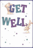 Radiating kindness and playful optimism, this get well card is a visual embrace, perfect for bringing comfort to someone recovering in Chessington. The design springs to life with two adorable characters-a teddy bear and a floppy-eared puppy-each joyfully interacting with oversized, colourful letters spelling out 'Get Well.' These expressive friends seem almost tangible, their fur depicted so invitingly soft that you can imagine their cuddly reassurance. Saturated hues of indigo and teal in the text catch the eye, providing a lively contrast to the gentle cream background, while whimsical stars scattered in blue and violet lend a sense of magic and hope. The entire scene feels thoughtfully balanced, much like the considered placement of each blossom in a Chessington Flowers bouquet delivered to brighten a hospital room or a family home near Chessington Community College. The card is more than just a message-it's an emotional salve, rich in warmth and sincerity, echoing the neighbourly spirit that defines Chessington's community.