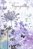 This sympathy card presents a tender visual ode to nature's quiet resilience, painted in cool, soothing shades that mirror a soft Chessington evening after the rain. Airy silhouettes of wildflowers stretch upward on fine, whisper-thin stems, each crowned with an umbel of tiny, lace-like blossoms. Lavenders, indigos, and gentle blue-violets drift into silvery greens, creating the impression of a tranquil field at dusk, when colours soften and the world seems to pause. The flowers are rendered with a light hand-some are almost ghostlike and translucent at their edges-so they appear to sway in a breeze you can almost feel. Around them, the background melts into a gentle watercolour haze, with distant suggestions of foliage and meadow that never distract, only embrace. Scattered butterflies hover among the blooms, their wings barely outlined, as though they are quiet spirits keeping company with those who grieve. The phrase With Sincere Sympathy, written in an elegant script above or beside the floral scene, adds a human voice to the natural imagery, knitting tenderness and respect into the card. The mood is calm, reflective, and deeply considerate, much like a softly spoken condolence offered at a funeral service or a doorstep in Chessington. For those sending flowers and a card to express heartfelt sympathy, this design complements gentle, muted arrangements perfectly, offering visual solace and a sense that love, like these delicate meadow flowers, endures in the memories we keep.
